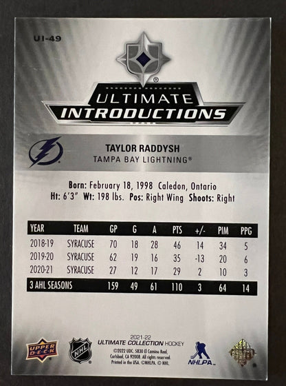 Taylor Raddysh Ultimate Introductions Black /25 - 2021/22 Ultimate