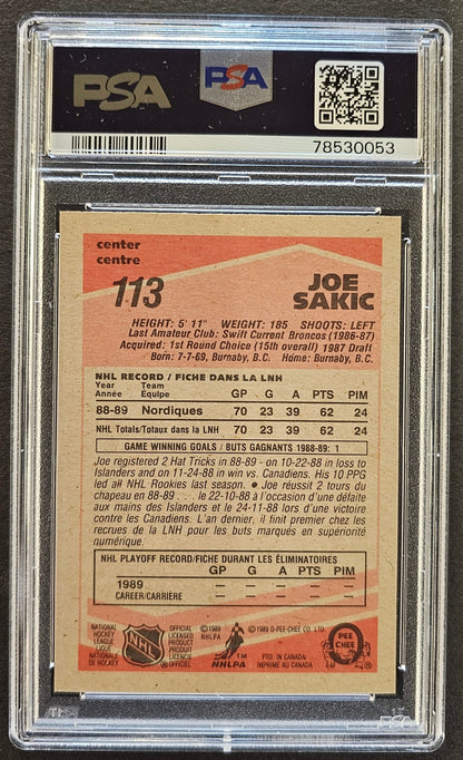 Joe Sakic Rookie #113 Graded PSA 7 - 1989 O-Pee-Chee