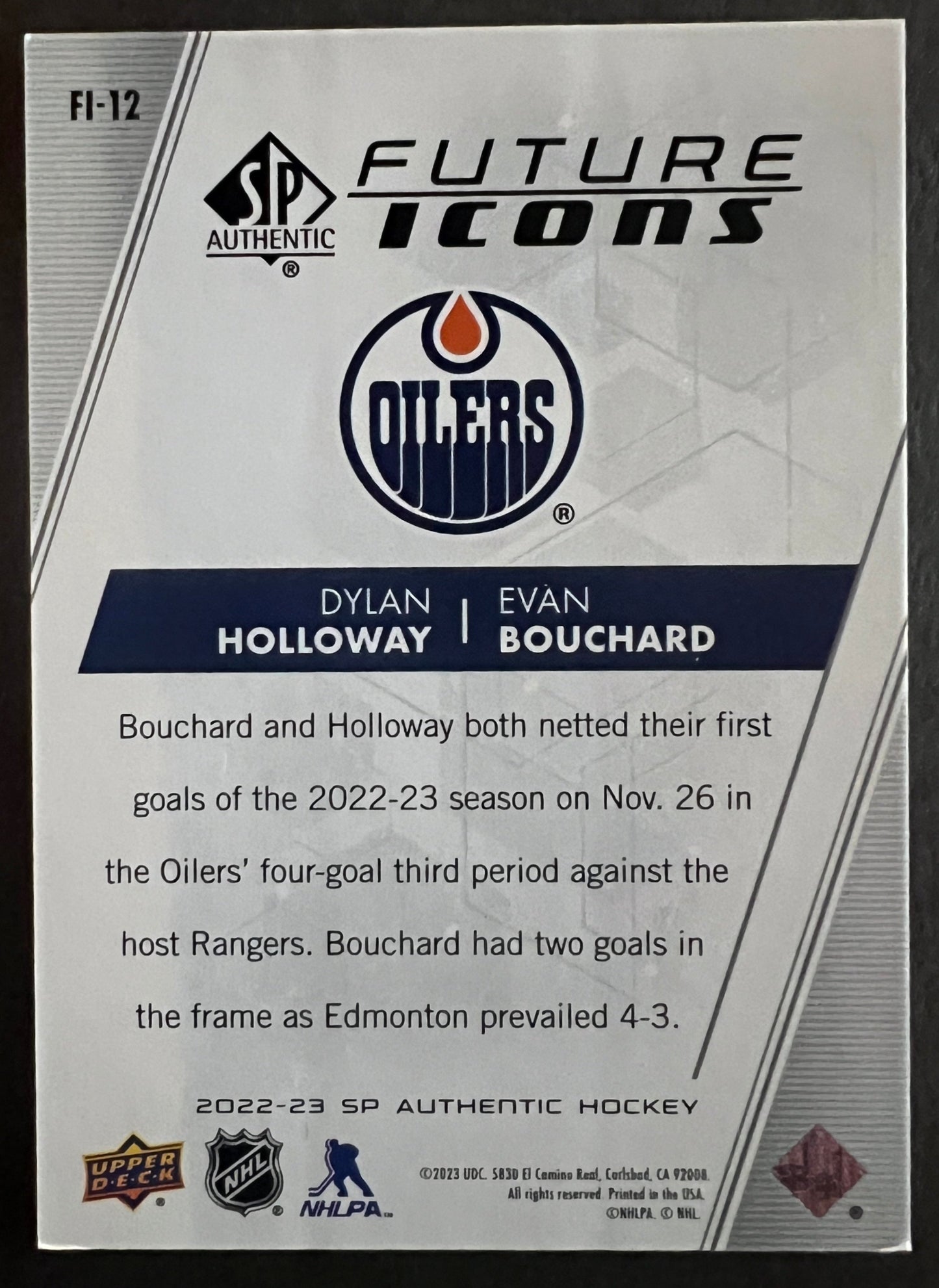 Holloway / Bouchard Oilers Future Icons /399 - 2022/23 SP Authentic