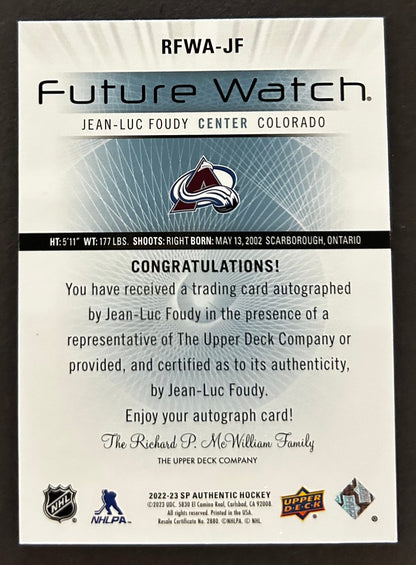 Jean-Luc Foudy Future Watch Auto /699 - 2022/23 SP Authentic