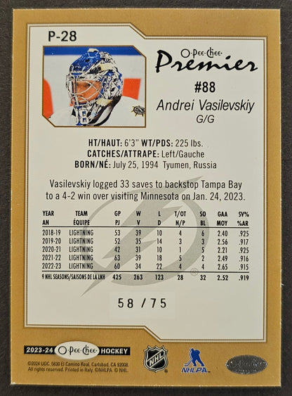 Andrei Vasilevskiy O-Pee-Chee Premier Diamond Rainbow /75 - 2023/24 O-Pee-Chee