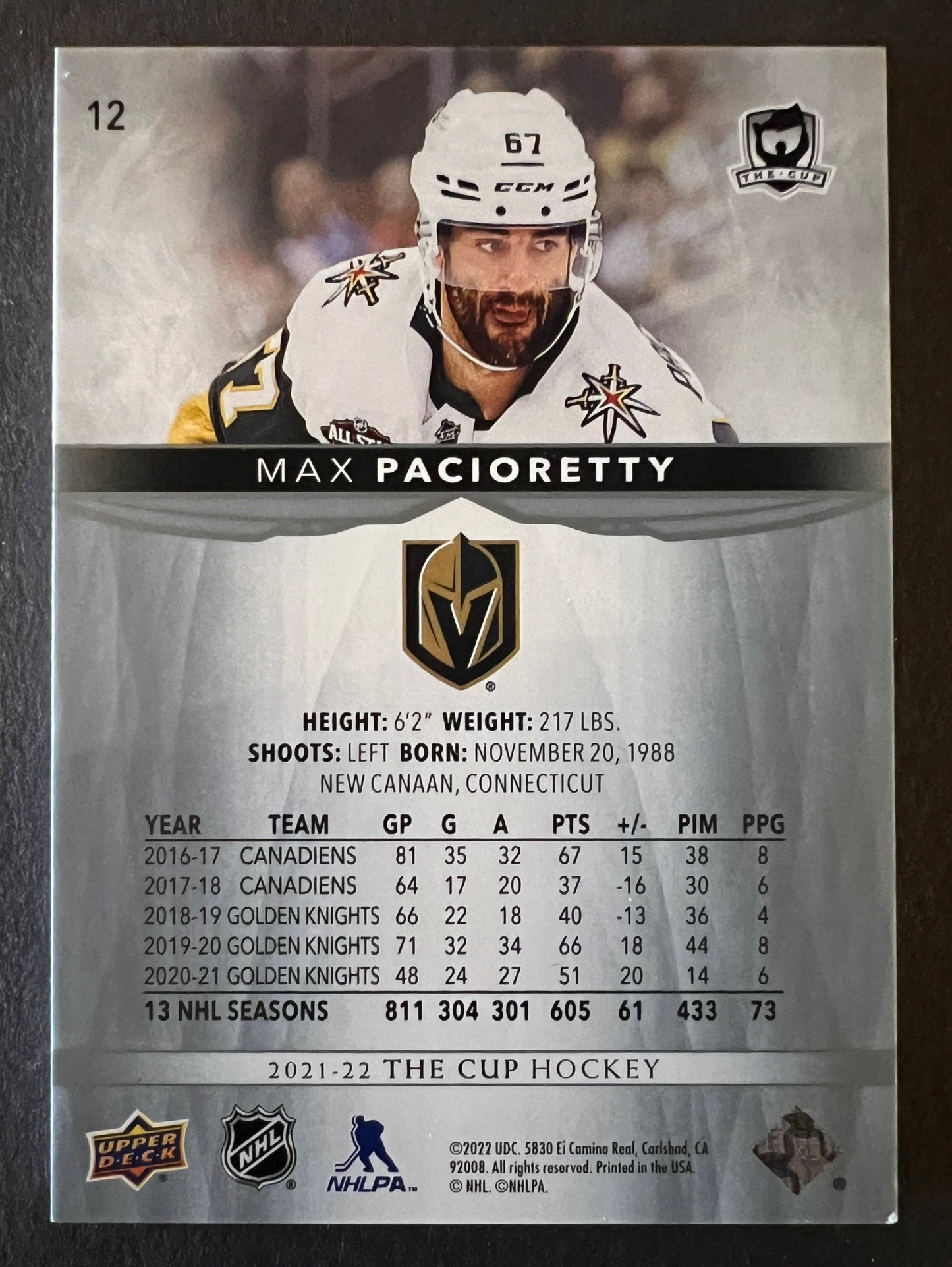 Max Pacioretty Base /249 - 2021/22 The Cup
