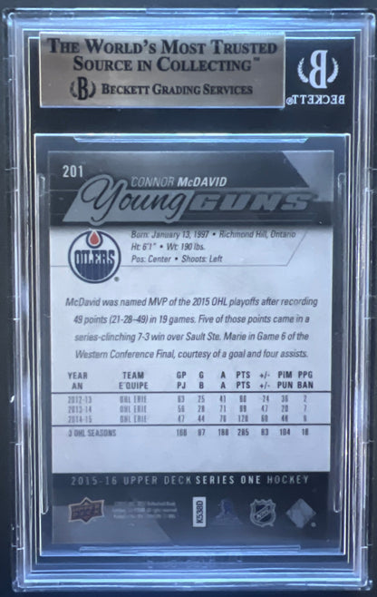 Connor McDavid Young Guns (Rookie) #201 Graded BGS 9.5 - 2015/16 Series 1