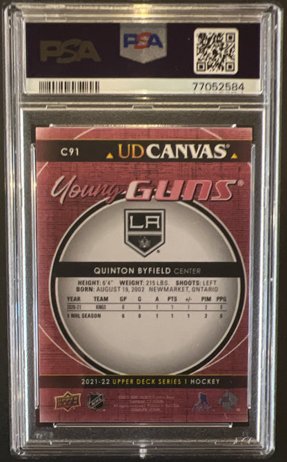 Quinton Byfield Young Guns Canvas (Rookie) #C91 Graded PSA 9 - 2021/22 Series 1