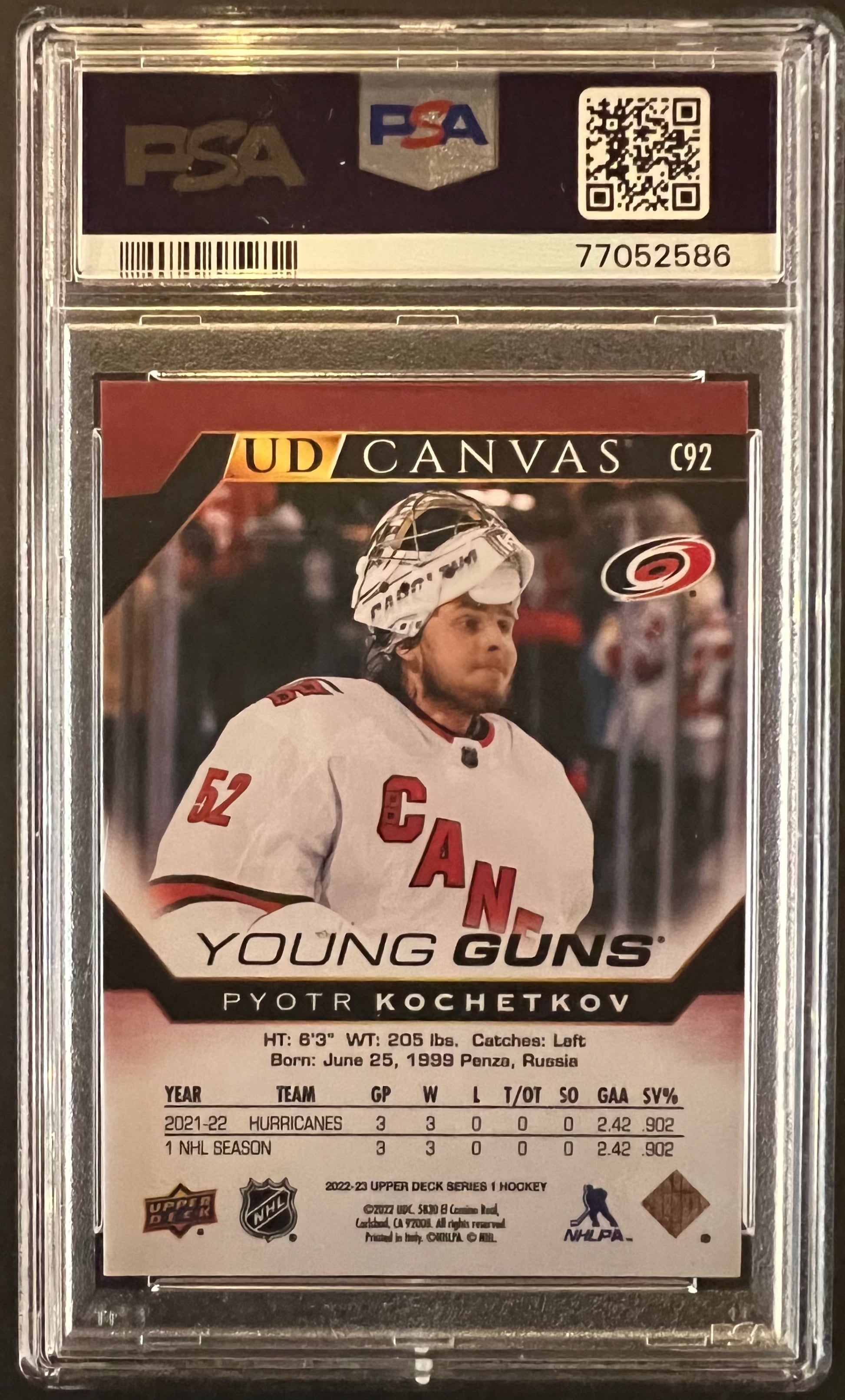 Pyotr Kochetkov Young Guns Canvas (Rookie) #C92 Graded PSA 10 - 2022/23 Series 1