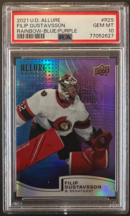 Filip Gustavsson Rainbow-Blue/Purple /199 Graded PSA 10 - 2021/2022 Allure