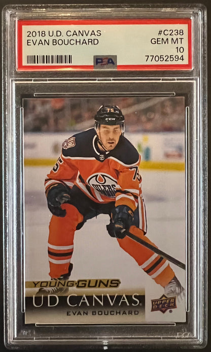 Evan Bouchard Young Guns Canvas (Rookie) #C238 Graded PSA 10 - 2018/19 Series 2