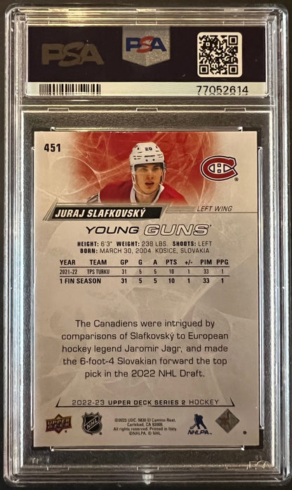 Juraj Slafkovsky Young Guns (Rookie) #451 Graded PSA 10 - 2022/23 Series 2