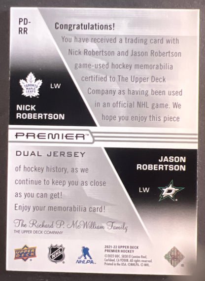 Jason Robertson/Nick Robertson Dual Jersey /99 - 2021/22 Premier