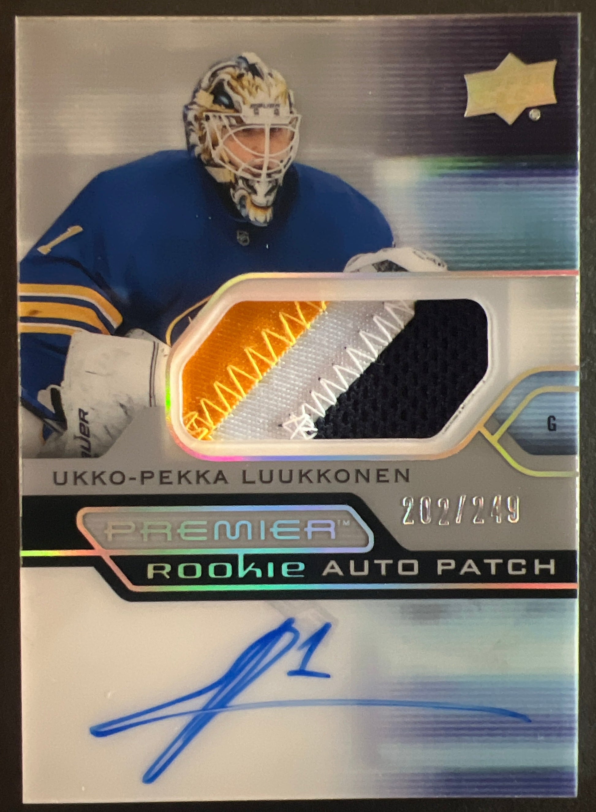 Ukka-Pekka Luukkonen Premier Rookie Auto Patch /249 - 2021/22 Premier