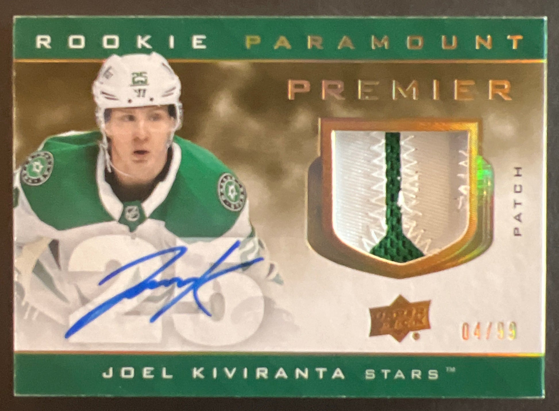 Joel Kiviranta Rookie Paramount Auto Patch /99 - 2021/22 Premier Hockey