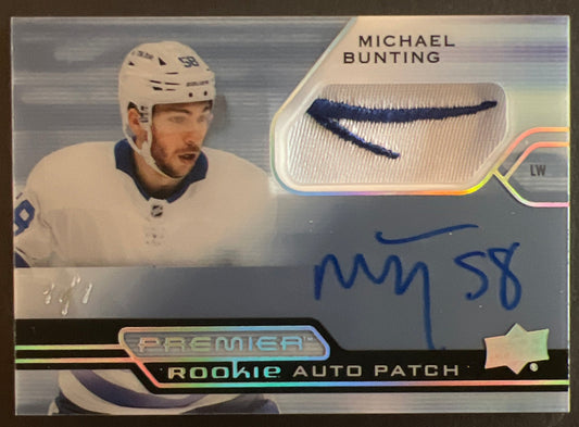 Michael Bunting Premier Rookie Auto Patch 1 of 1 - 2021/22 Premier Hockey