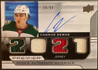 Connor Dewar Rookie Autograph Materials /99 - 2021/22 Premier