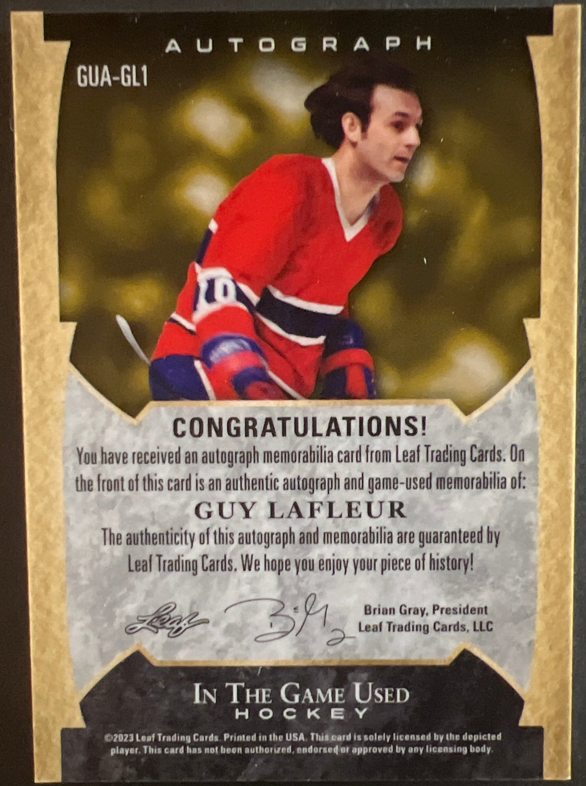 Guy Lafleur Jersey Autograph /15 - 2023 Leaf In The Game Used