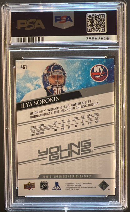 Ilya Sorokin Young Guns (Rookie) #461 Graded PSA 10 - 2020/21 Series 2