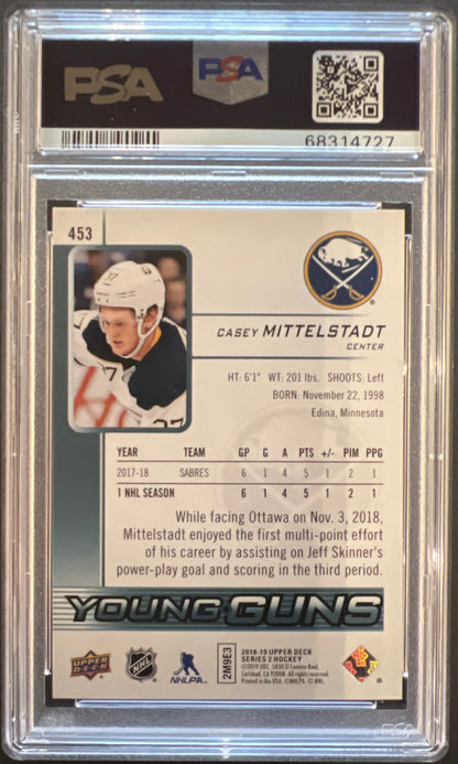 Casey Mittelstadt Young Guns (Rookie) #453 Graded PSA 10 - 2018/19 Series 2