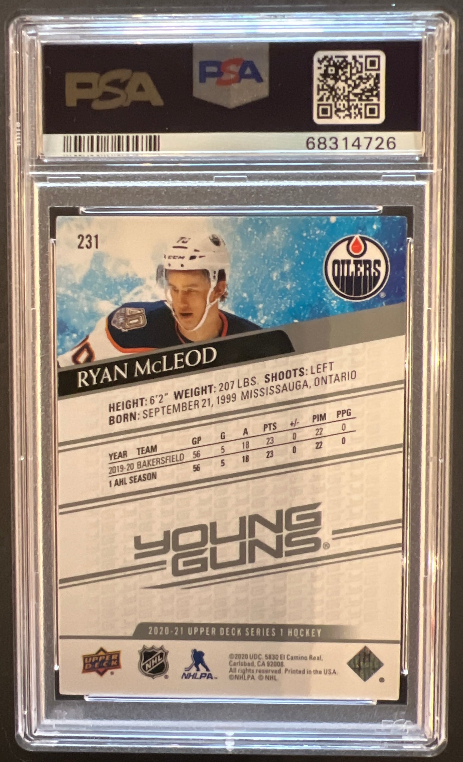 Ryan McLeod Young Guns (Rookie) #231 Graded PSA 10 - 2020/21 Series 1