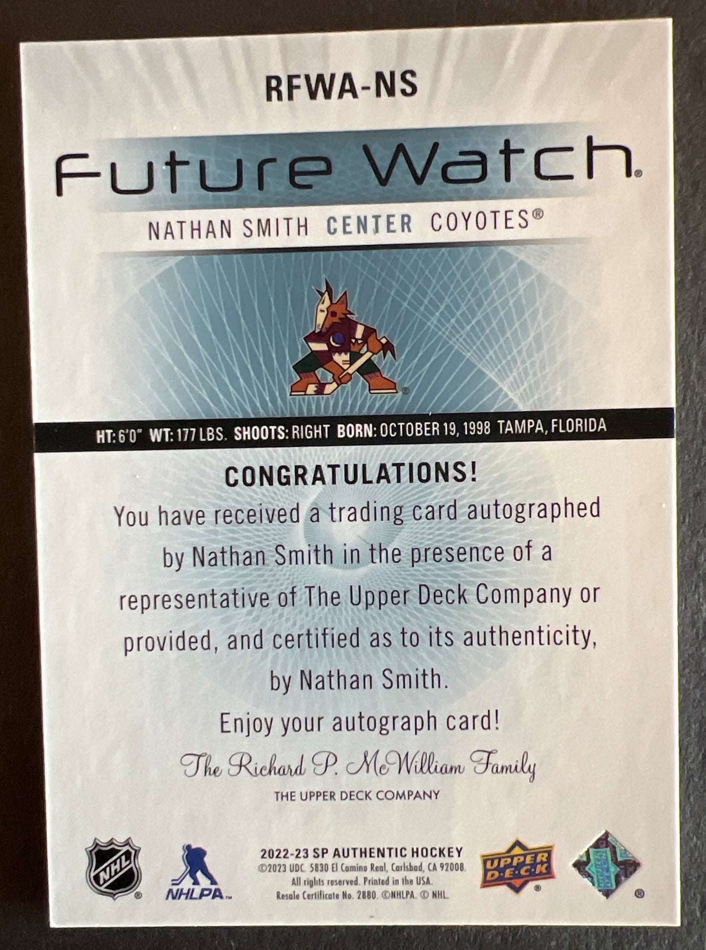 Nathan Smith Retro Future Watch Auto /699 - 2022/23 SP Authentic