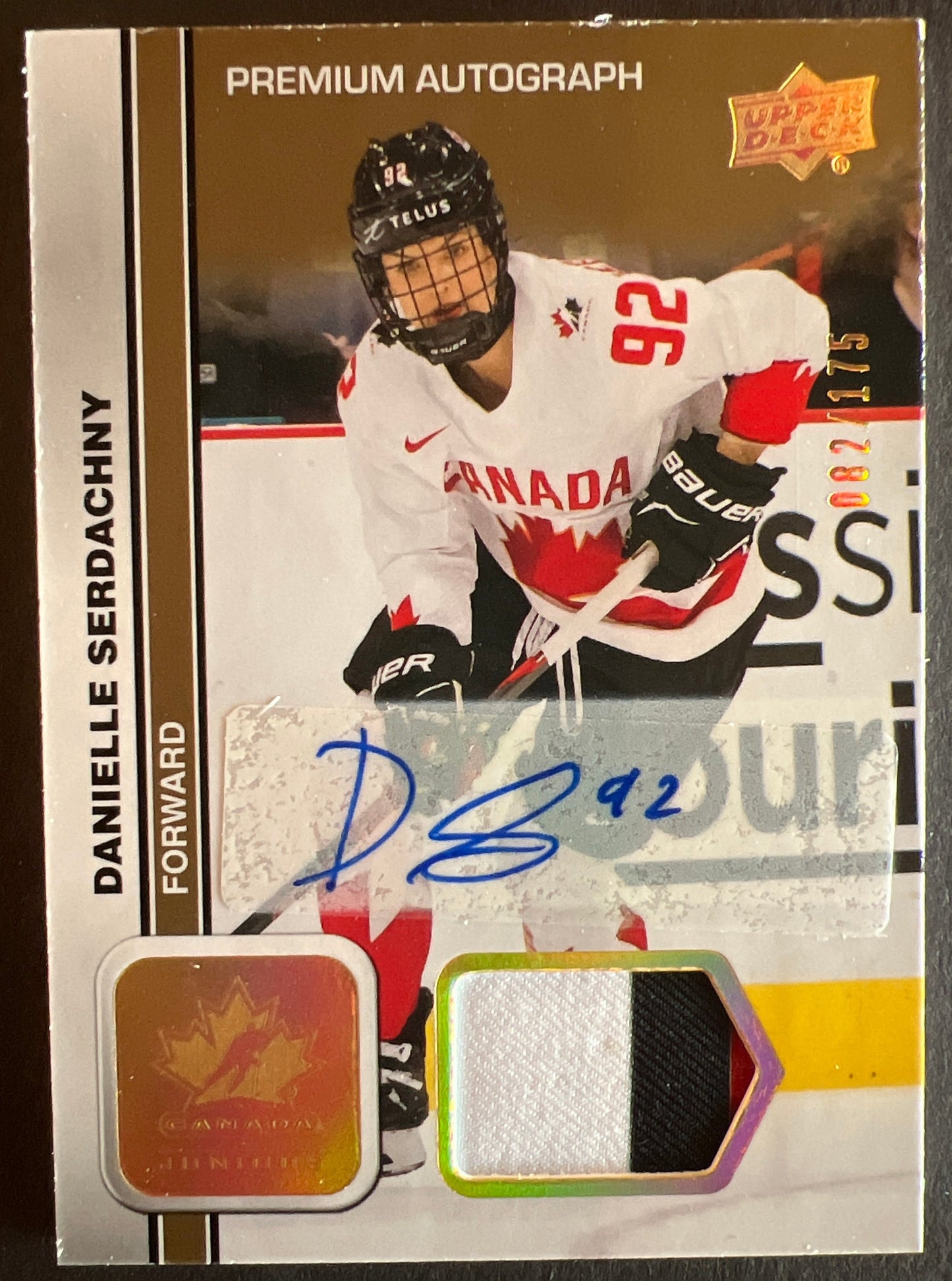 Danielle Serdachny Premium Autograph Patch /175 - 2023 Team Canada Juniors