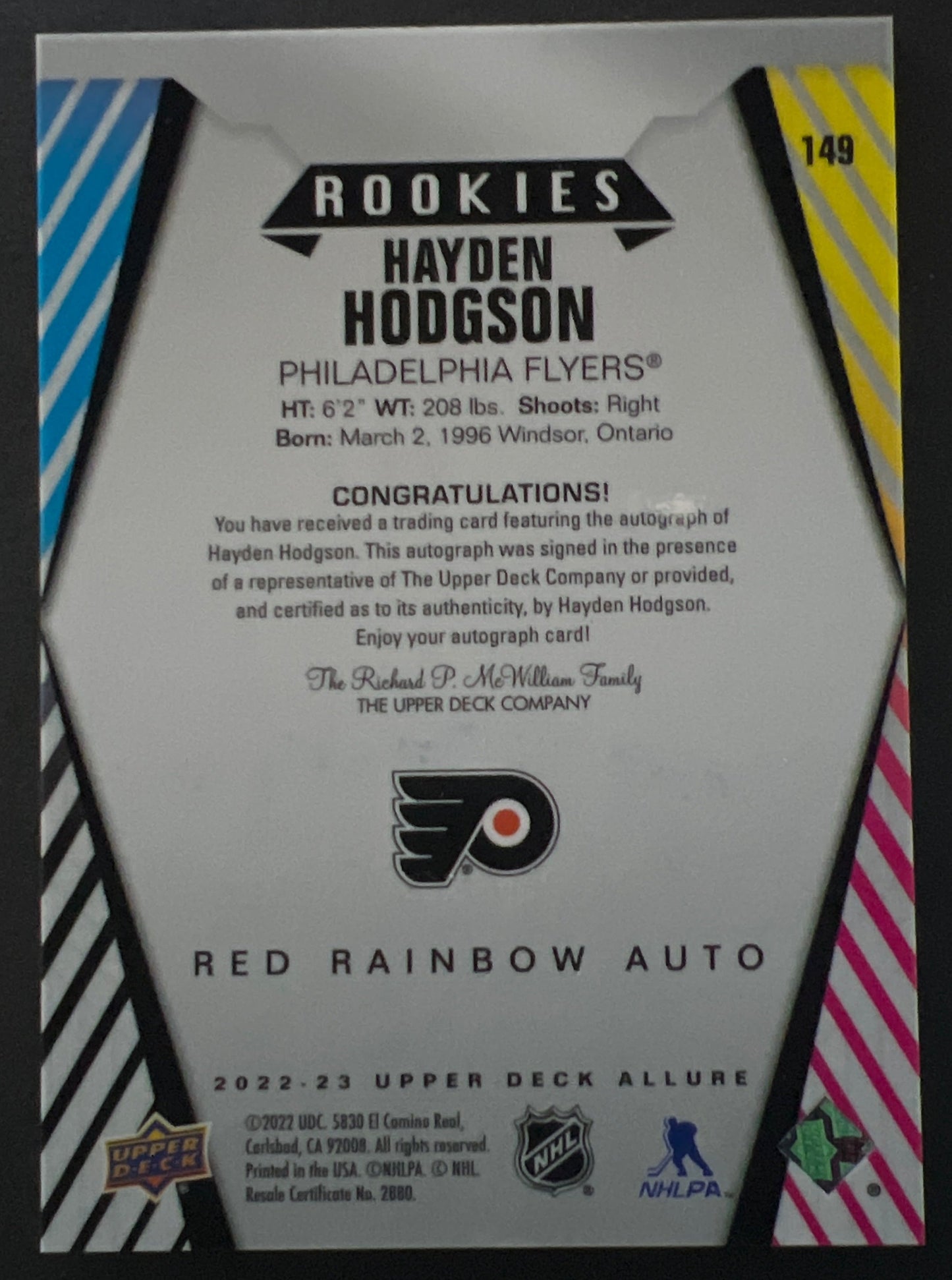 Hayden Hodgson Red Rainbow Auto - 2022/23 Allure