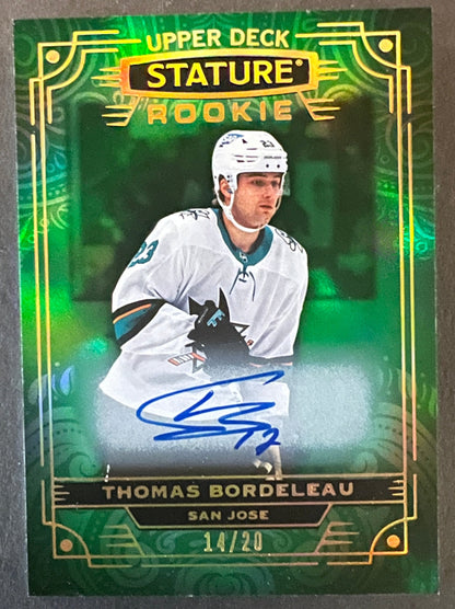 Thomas Bordeleau Photo Variant Rookie Autograph Green /20 - 2022/23 Stature