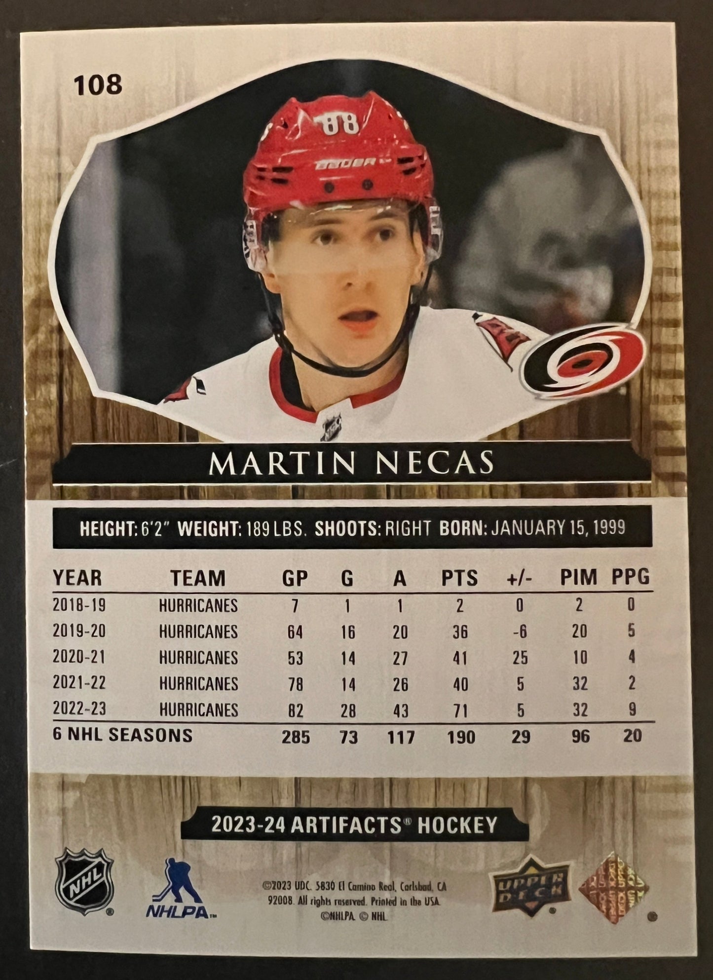 Martin Necas 108 Wood Parallel - 2023/24 Artifacts