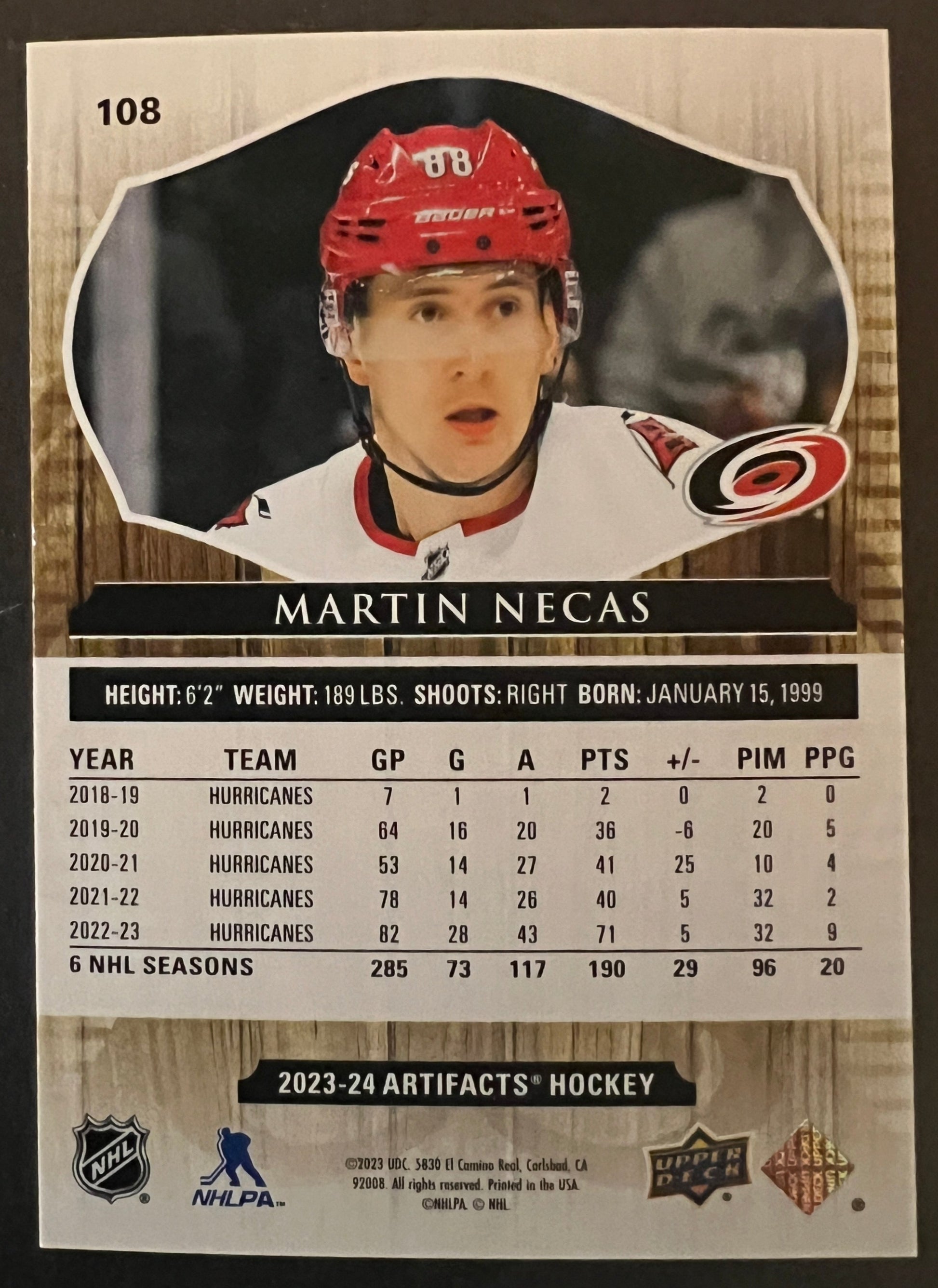 Martin Necas 108 Wood Parallel - 2023/24 Artifacts