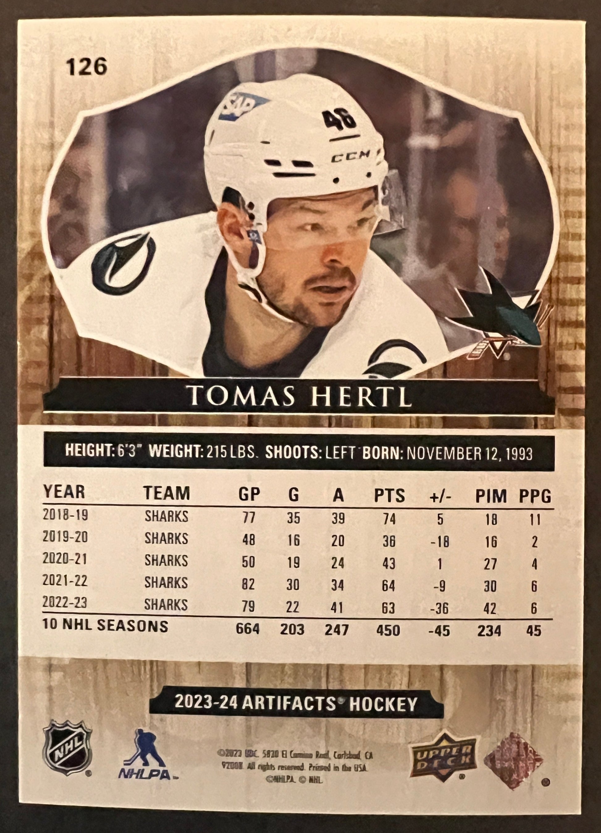 Tomas Hertl #126 Wood Parallel - 2023/24 Artifacts