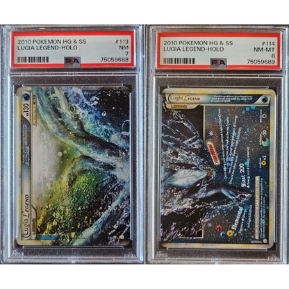 Lugia Legend Holo Pair - Top and Bottom - 113 & 114 Graded PSA 7 & 8 - 2010 Pokemon HG & SS