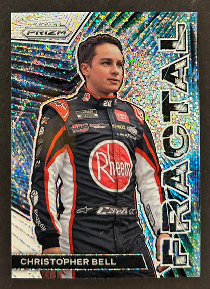 Christopher Bell Fractal White Sparkle - 2023 Panini Prizm Racing