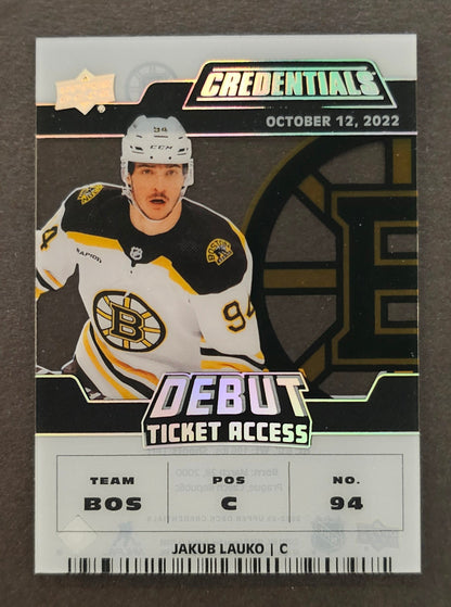 Jakub Lauko Debut Ticket Access Acetate /249 - 2022/23 Credentials