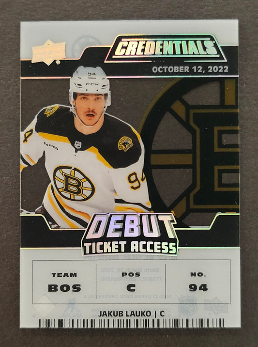 Jakub Lauko Debut Ticket Access Acetate /249 - 2022/23 Credentials