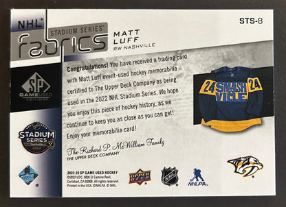 Matt Luff Stadium Series Fabrics Jersey - 2022/23 SP Game Used