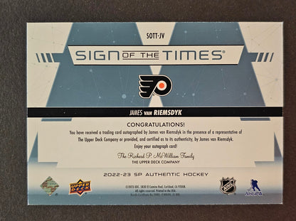 James van Riemsdyk Sign Of The Times Auto - 2022/23 SP Authentic