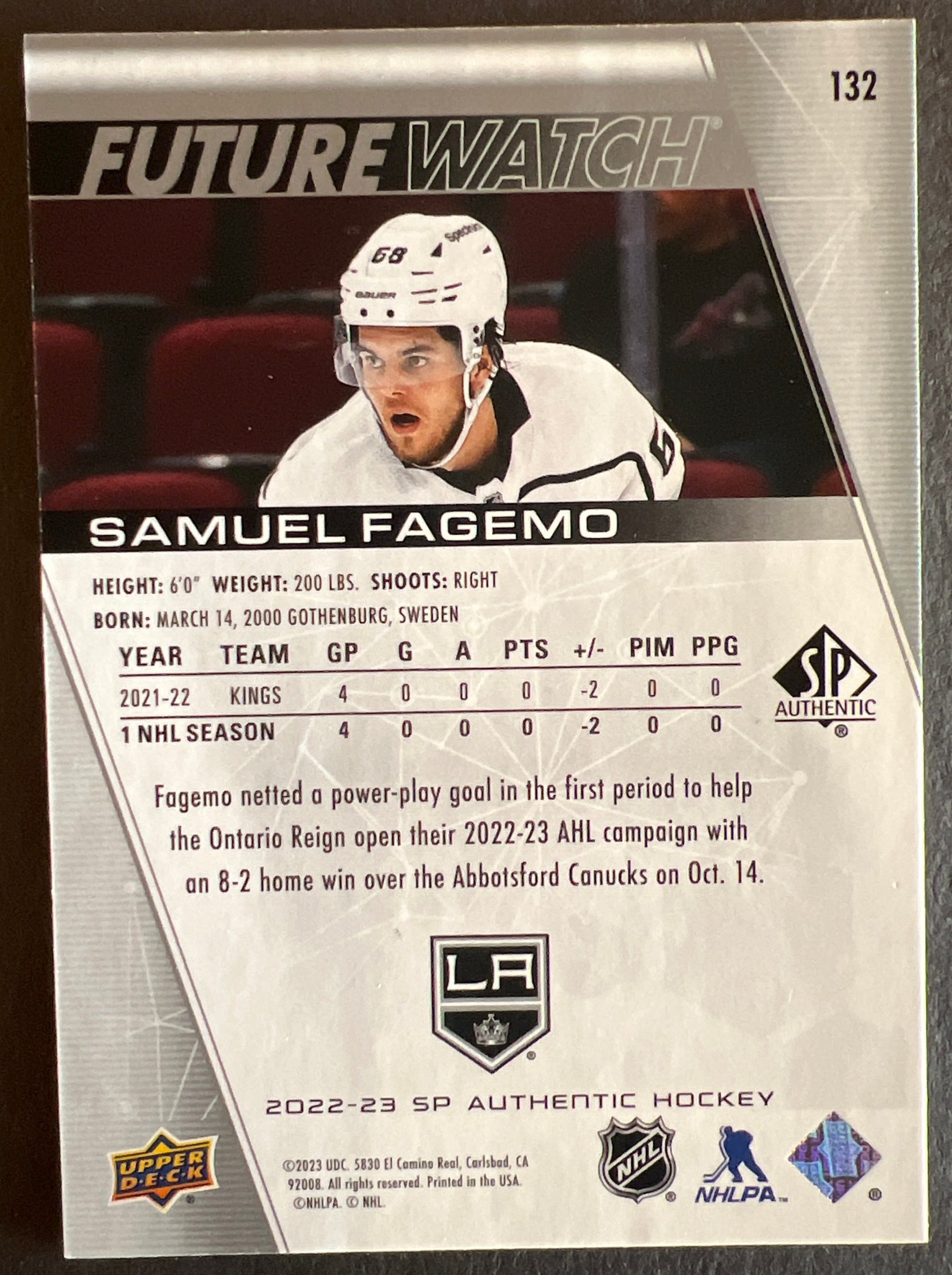 Samuel Fagemo Future Watch /999 - 2022/23 SP Authentic – Pro Shop Sports