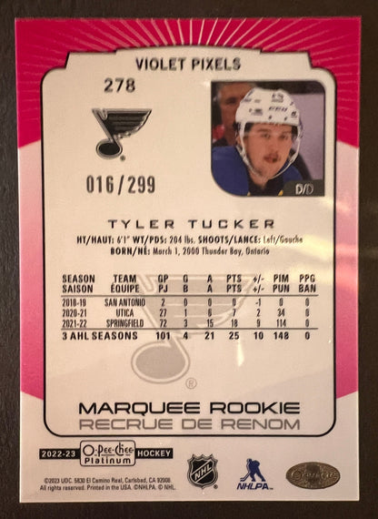 Tyler Tucker Marquee Rookie Violet Pixels /299 - 2022/23 O-Pee-Chee Platinum