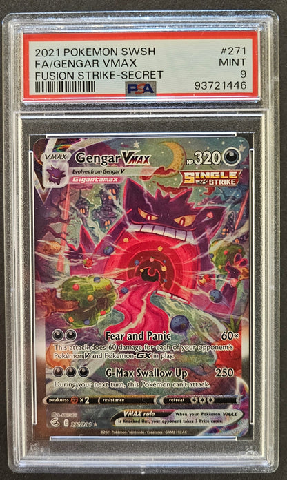 Gengar Vmax Secret #271 - Graded PSA 9 - 2021 Pokemon Fusion Strike