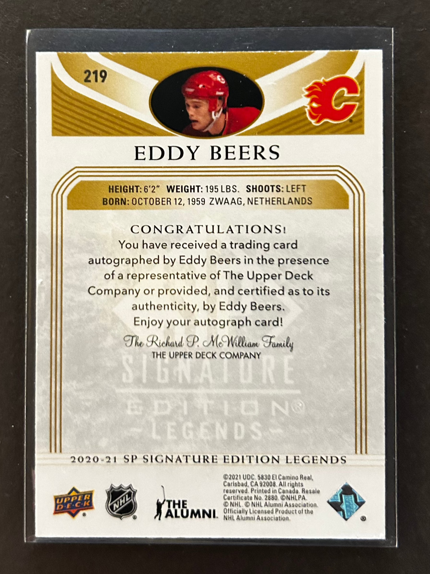 Eddy Beers Auto - 2020/21 SP Signatures