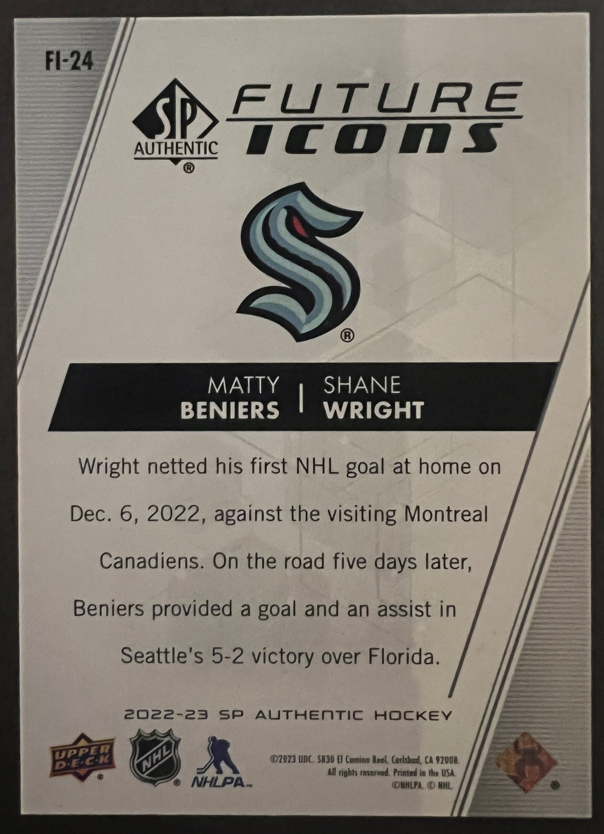 Beniers / Wright Kraken Future Icons /399 - 2022/23 SP Authentic