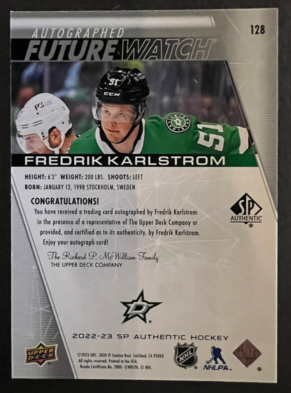 Fredrik Karlstrom Future Watch Auto /999 - 2022/23 SP Authentic