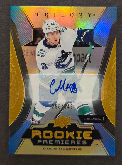 Cole McWard Rookie Premieres Level 1 Gold Auto /349 - 2023/24 Trilogy