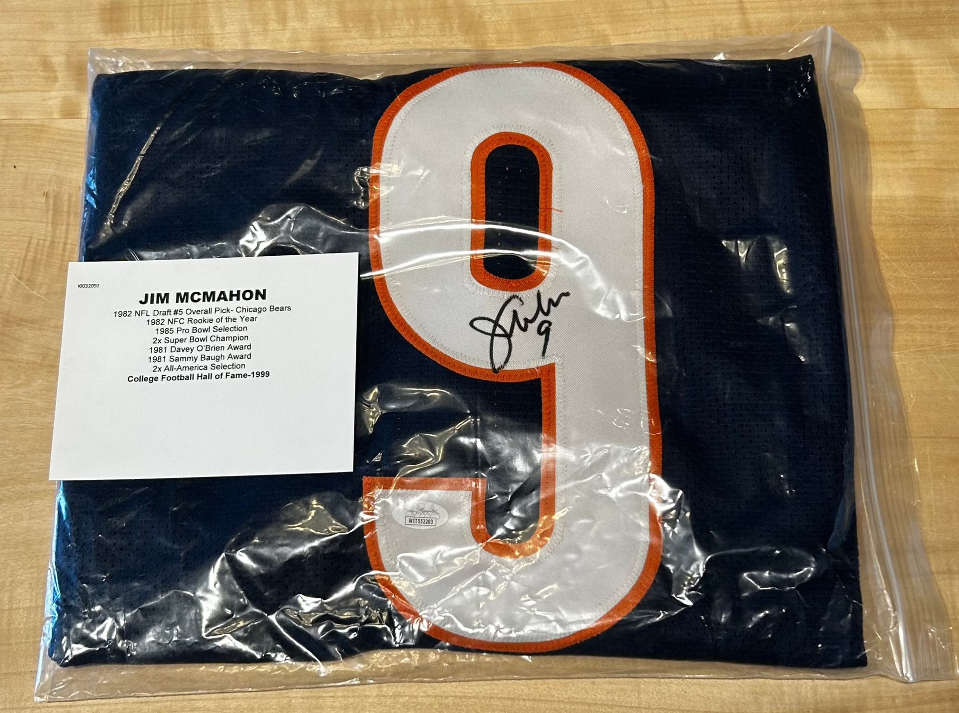 Jim McMahon Autographed Bears Jersey - JSA Certified Authenticate Signature