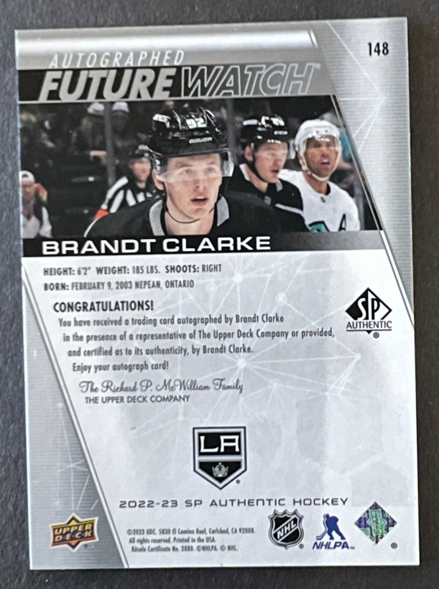 Brandt Clarke Future Watch Auto /999 - 2022/23 SP Authentic