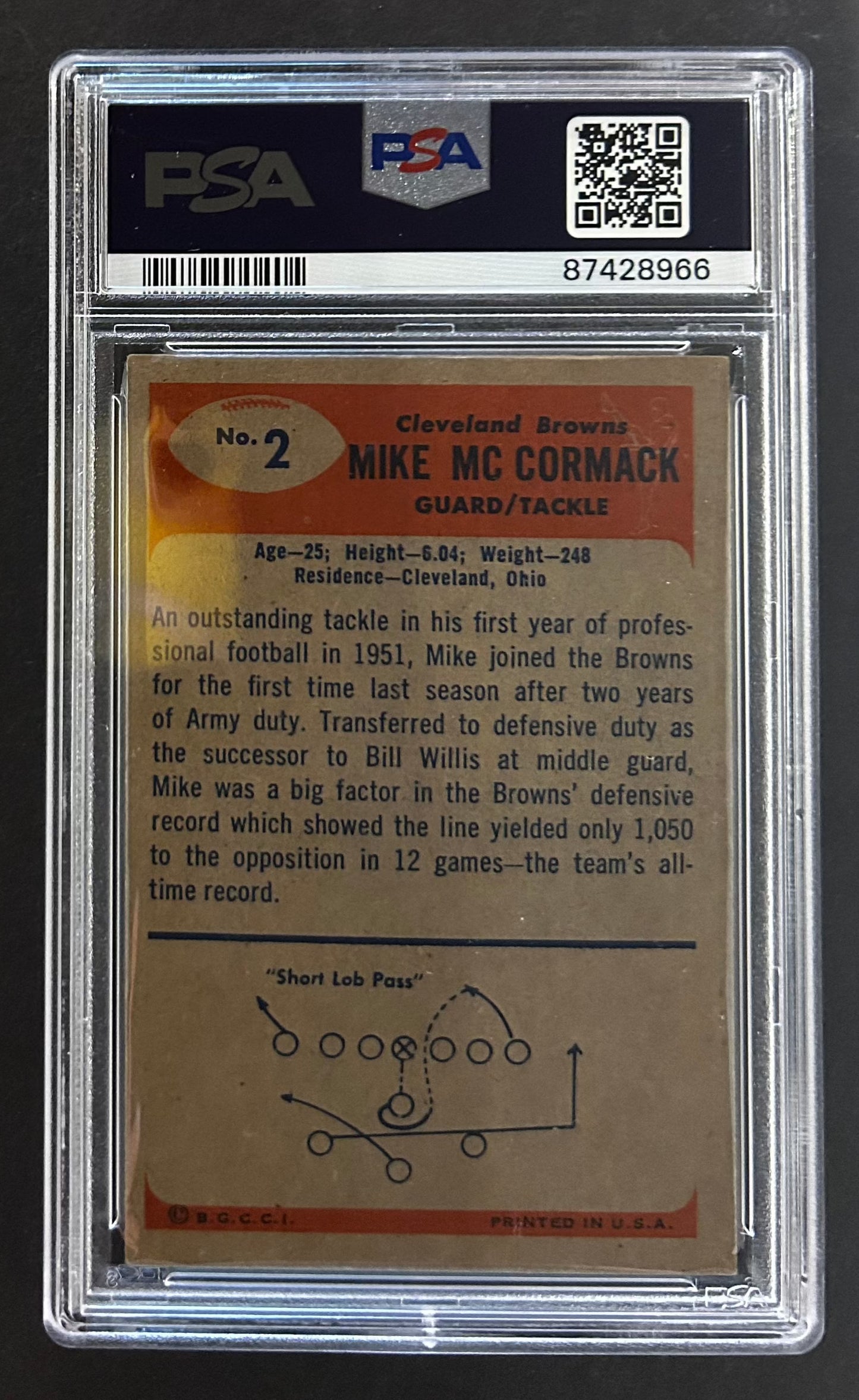 Mike McCormack - PSA 4.5 - 1955 Bowman