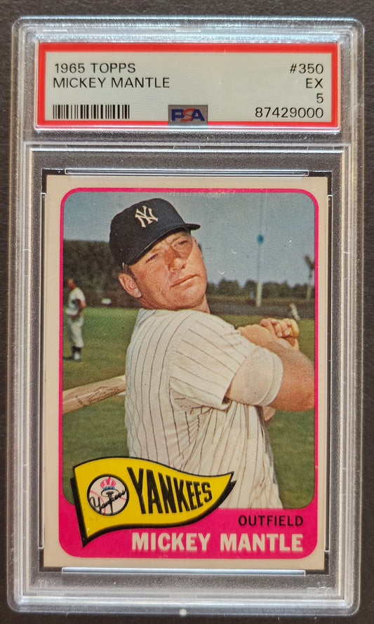 Mickey Mantle #350 Yankees Legend Graded PSA 5 - 1965 Topps