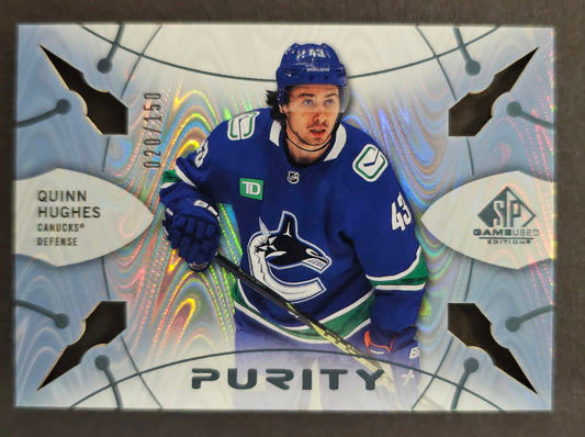 Quinn Hughes Purity Platinum Die Cut /150 - 2022/23 SP Game Used