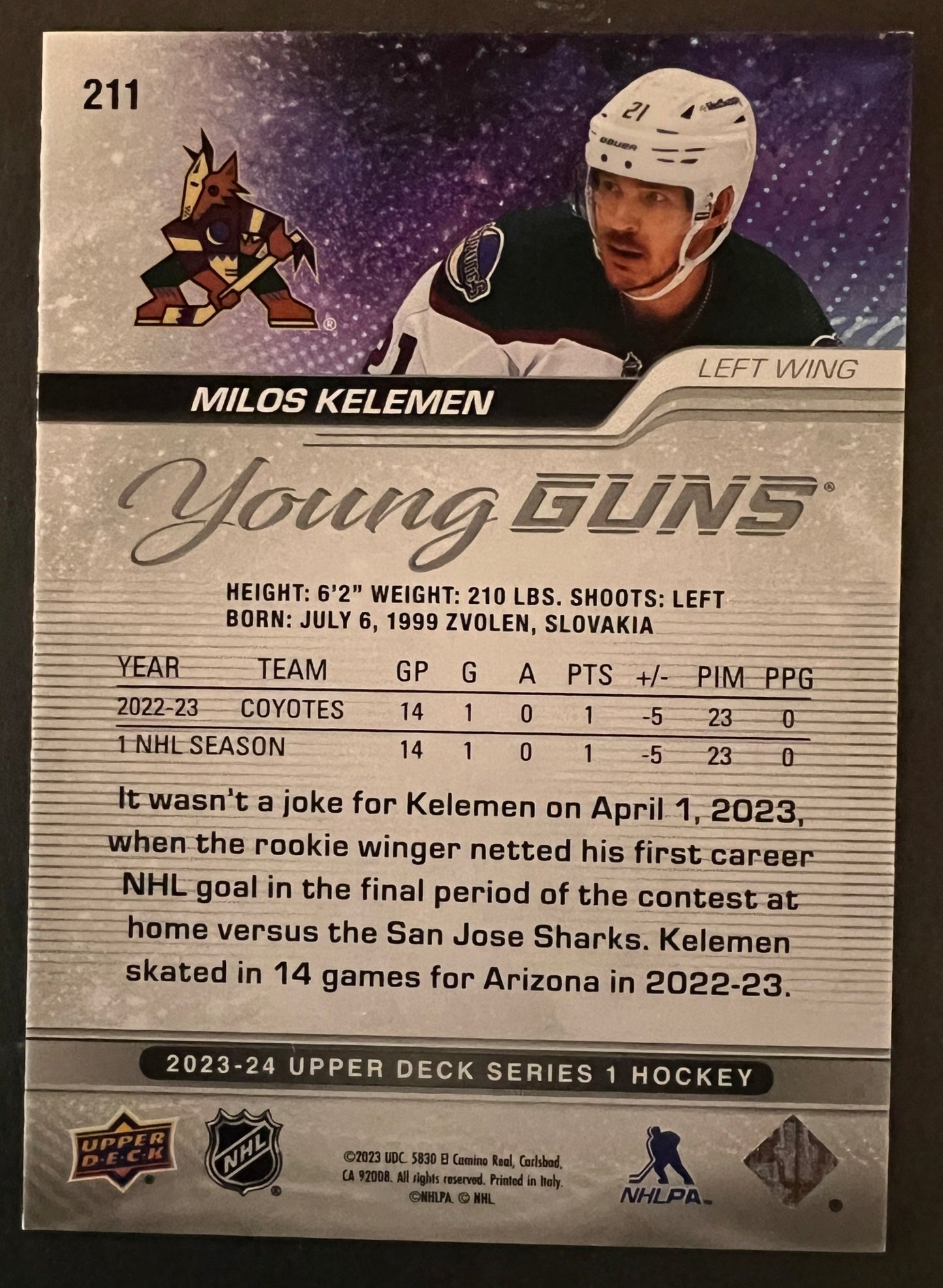 Milos Kelemen Young Guns #211 Exclusives /100 - 2023/24 Series 1