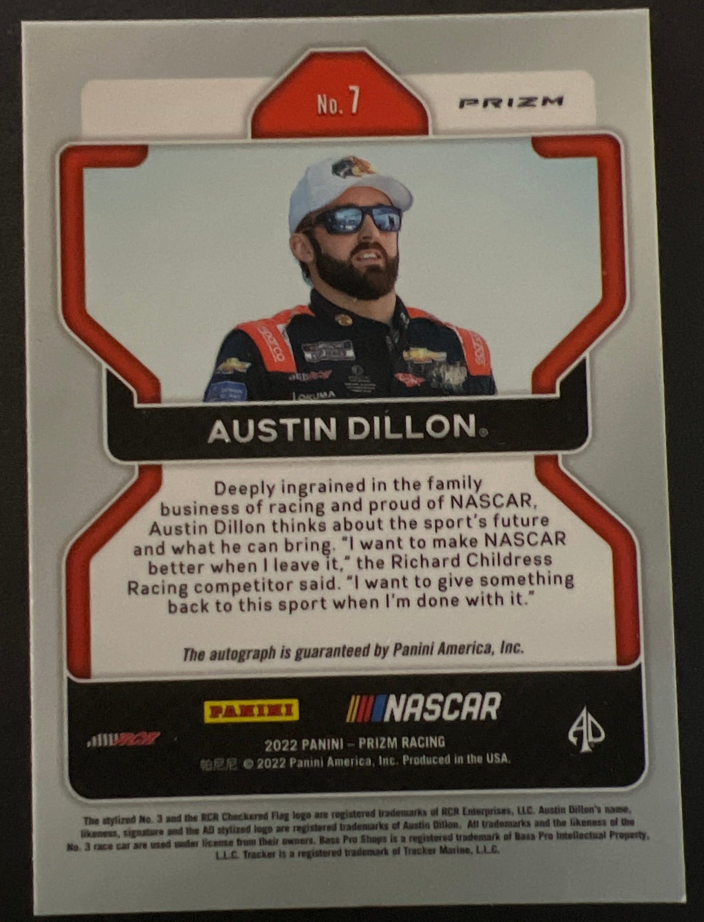 Austin Dillon White Sparkle Prizm - 2022 Prizm Racing