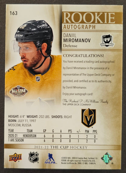 Daniil Miromanov Rookie Autograph Gold Foil /36 - 2021/22 The Cup