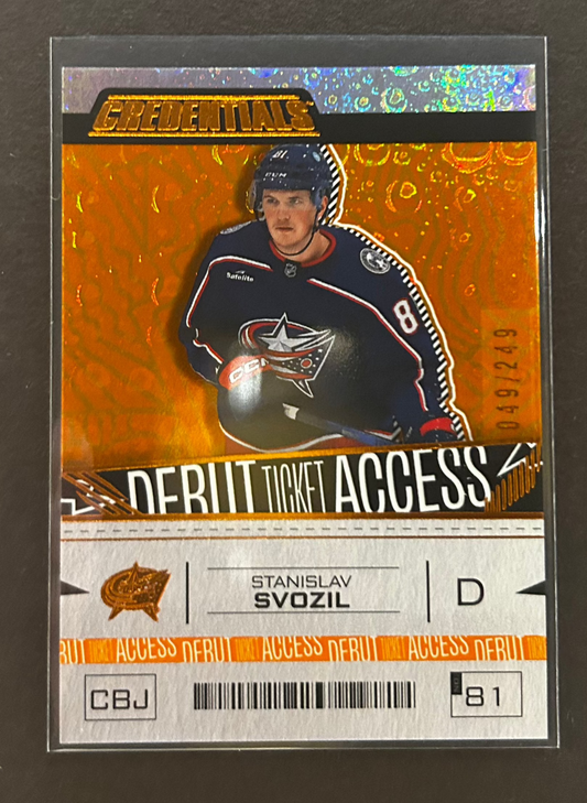 Stanislav Svozil Debut Ticket Access Orange /249 - 2023/24 Credentials